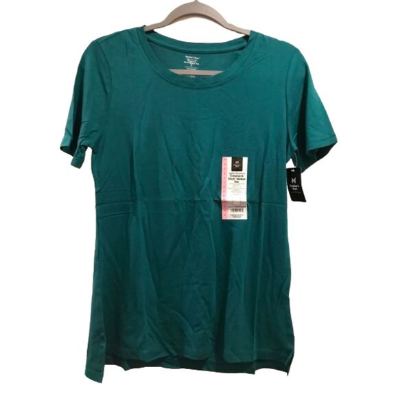 Women's Tee Small Crew Neck Green Members Mark Short Sleeve - Picture 1 of 1